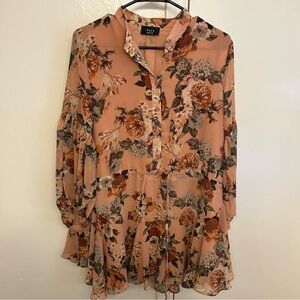 Vici Tan Floral Print Mini Dress Size Medium RN#135773